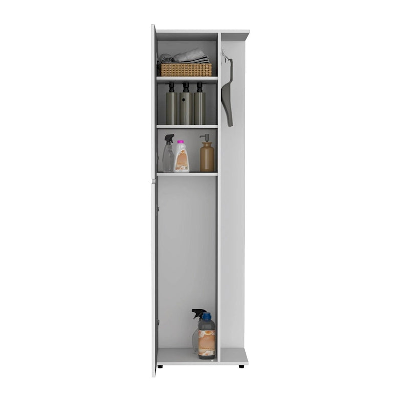 Armadio contenitore bianco a 1 anta, alto 178 cm, con 4 ripiani