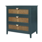Mobile contenitore a 3 cassetti in rattan, Grigio/Verde/Blu, Montaggio da parte di una sola persona