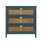 Mobile contenitore a 3 cassetti in rattan, Grigio/Verde/Blu, Montaggio da parte di una sola persona