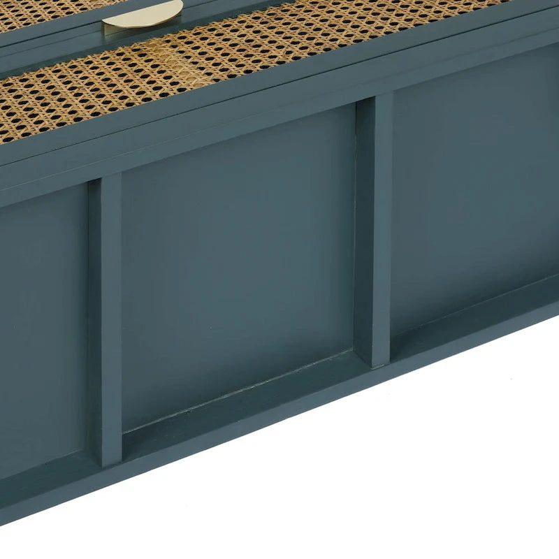 Mobile contenitore a 3 cassetti in rattan, Grigio/Verde/Blu, Montaggio da parte di una sola persona