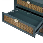 Mobile contenitore a 3 cassetti in rattan, Grigio/Verde/Blu, Montaggio da parte di una sola persona