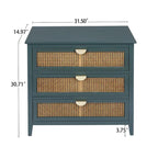 Mobile contenitore a 3 cassetti in rattan, Grigio/Verde/Blu, Montaggio da parte di una sola persona