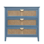 Mobile contenitore a 3 cassetti in rattan, Grigio/Verde/Blu, Montaggio da parte di una sola persona