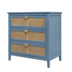 Mobile contenitore a 3 cassetti in rattan, Grigio/Verde/Blu, Montaggio da parte di una sola persona