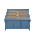 Mobile contenitore a 3 cassetti in rattan, Grigio/Verde/Blu, Montaggio da parte di una sola persona