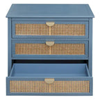 Mobile contenitore a 3 cassetti in rattan, Grigio/Verde/Blu, Montaggio da parte di una sola persona
