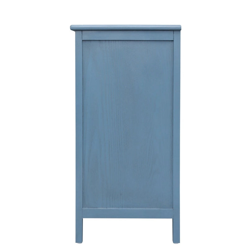 Mobile contenitore a 3 cassetti in rattan, Grigio/Verde/Blu, Montaggio da parte di una sola persona