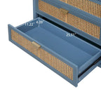 Mobile contenitore a 3 cassetti in rattan, Grigio/Verde/Blu, Montaggio da parte di una sola persona