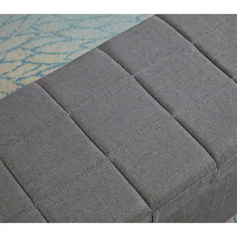 Panca contenitore imbottita beige chiaro/grigio chiaro, seduta per 1-2 persone, con coperchio sollevabile