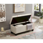 Panca contenitore imbottita beige chiaro/grigio chiaro, seduta per 1-2 persone, con coperchio sollevabile