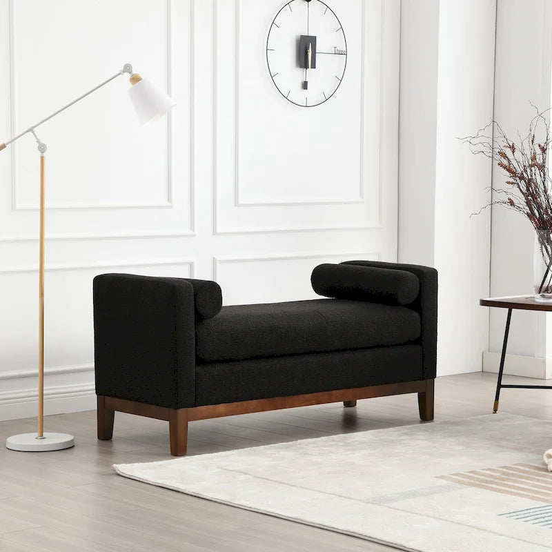 Panca Contenitore Imbottita con Gambe in Legno e Cuscini a Rullo, Multicolore, Posto Singolo