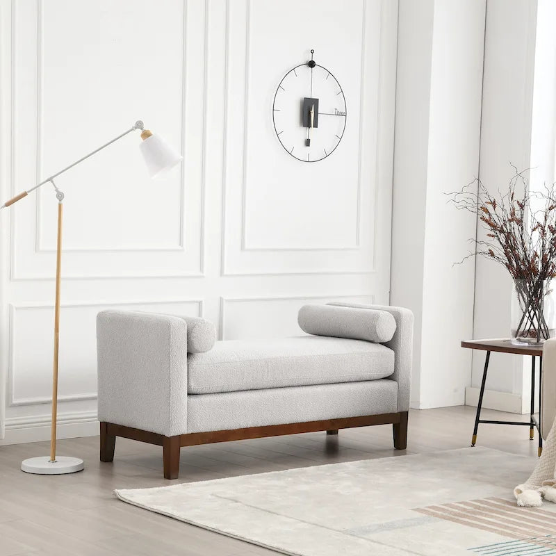 Panca Contenitore Imbottita con Gambe in Legno e Cuscini a Rullo, Multicolore, Posto Singolo