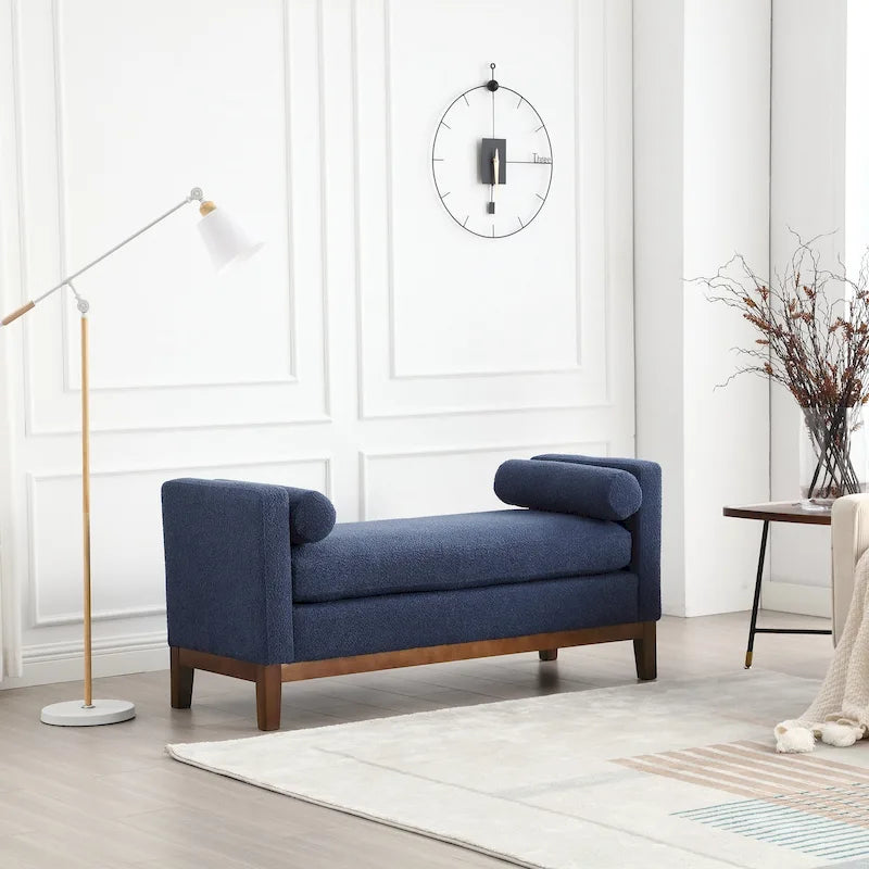 Panca Contenitore Imbottita con Gambe in Legno e Cuscini a Rullo, Multicolore, Posto Singolo