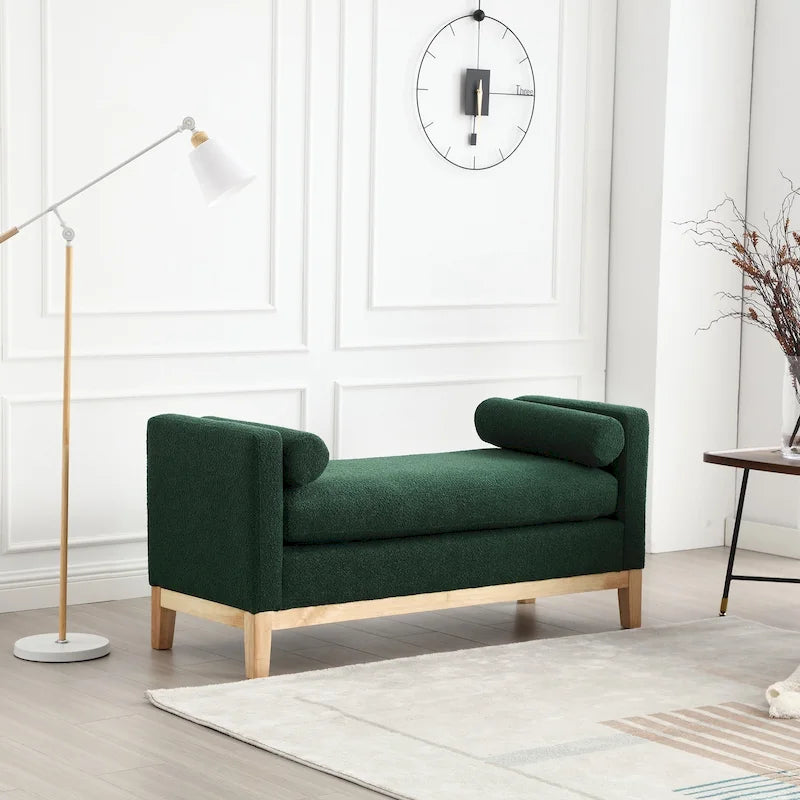 Panca Contenitore Imbottita con Gambe in Legno e Cuscini a Rullo, Multicolore, Posto Singolo