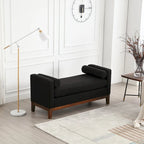 Panca Contenitore Imbottita con Gambe in Legno e Cuscini a Rullo, Multicolore, Posto Singolo