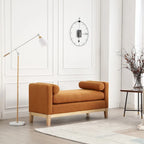 Panca Contenitore Imbottita con Gambe in Legno e Cuscini a Rullo, Multicolore, Posto Singolo