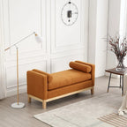 Panca Contenitore Imbottita con Gambe in Legno e Cuscini a Rullo, Multicolore, Posto Singolo