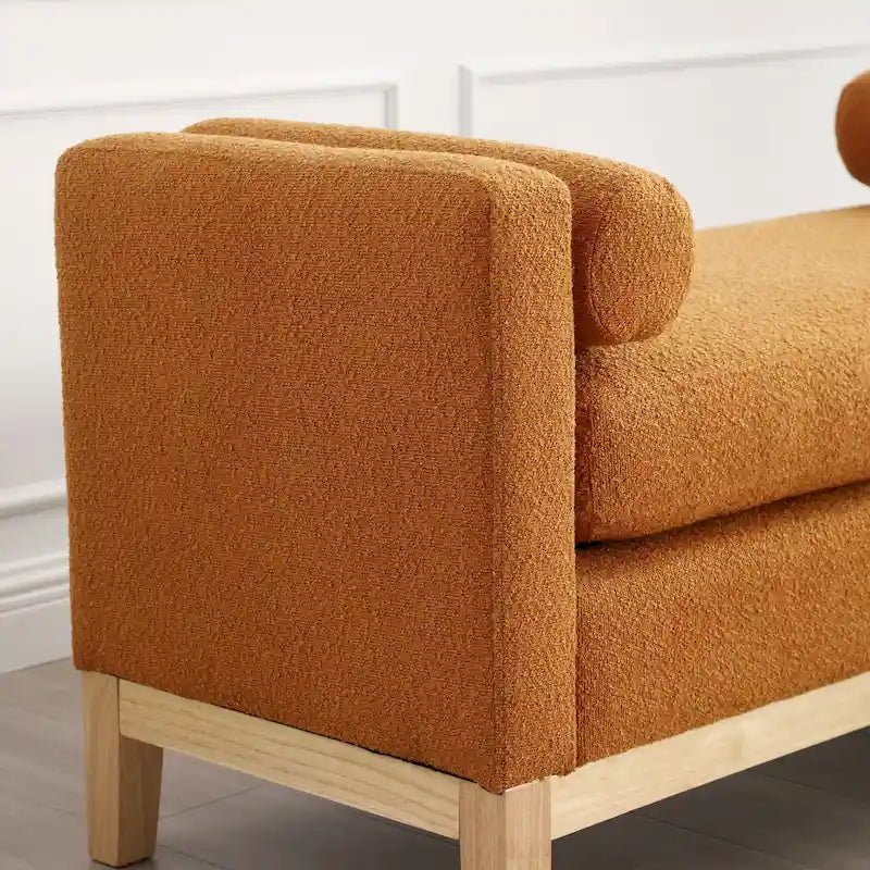 Panca Contenitore Imbottita con Gambe in Legno e Cuscini a Rullo, Multicolore, Posto Singolo