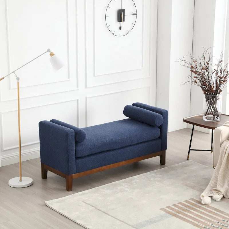 Panca Contenitore Imbottita con Gambe in Legno e Cuscini a Rullo, Multicolore, Posto Singolo