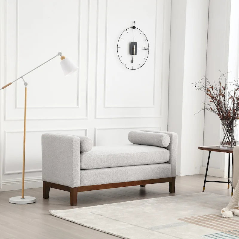 Panca Contenitore Imbottita con Gambe in Legno e Cuscini a Rullo, Multicolore, Posto Singolo