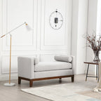 Panca Contenitore Imbottita con Gambe in Legno e Cuscini a Rullo, Multicolore, Posto Singolo