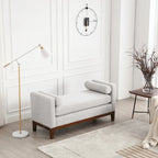 Panca Contenitore Imbottita con Gambe in Legno e Cuscini a Rullo, Multicolore, Posto Singolo