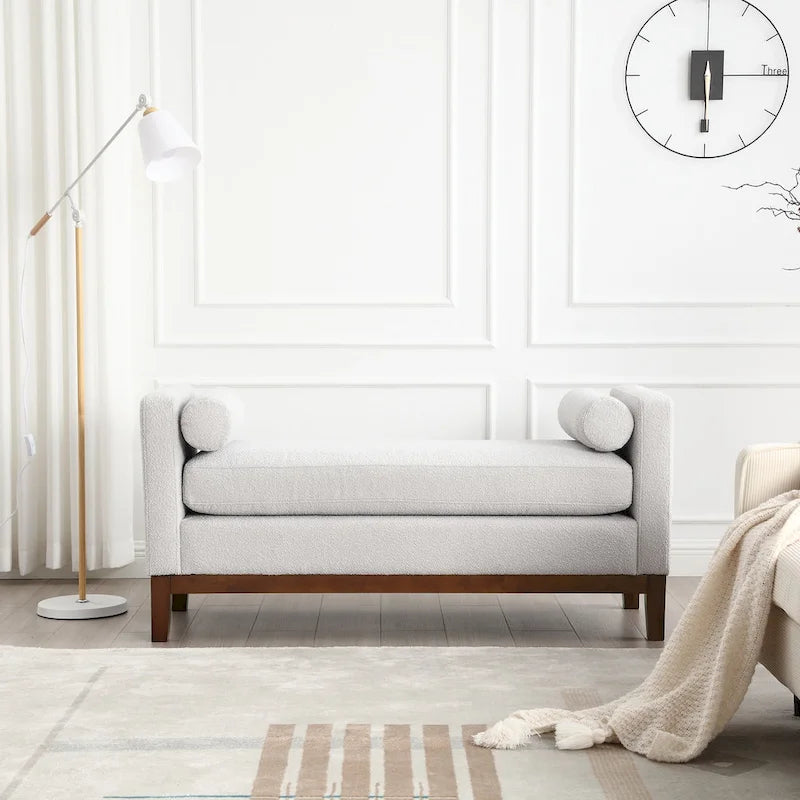 Panca Contenitore Imbottita con Gambe in Legno e Cuscini a Rullo, Multicolore, Posto Singolo