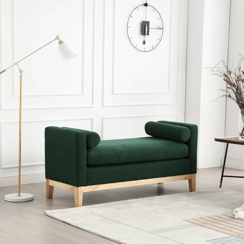 Panca Contenitore Imbottita con Gambe in Legno e Cuscini a Rullo, Multicolore, Posto Singolo