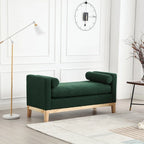 Panca Contenitore Imbottita con Gambe in Legno e Cuscini a Rullo, Multicolore, Posto Singolo