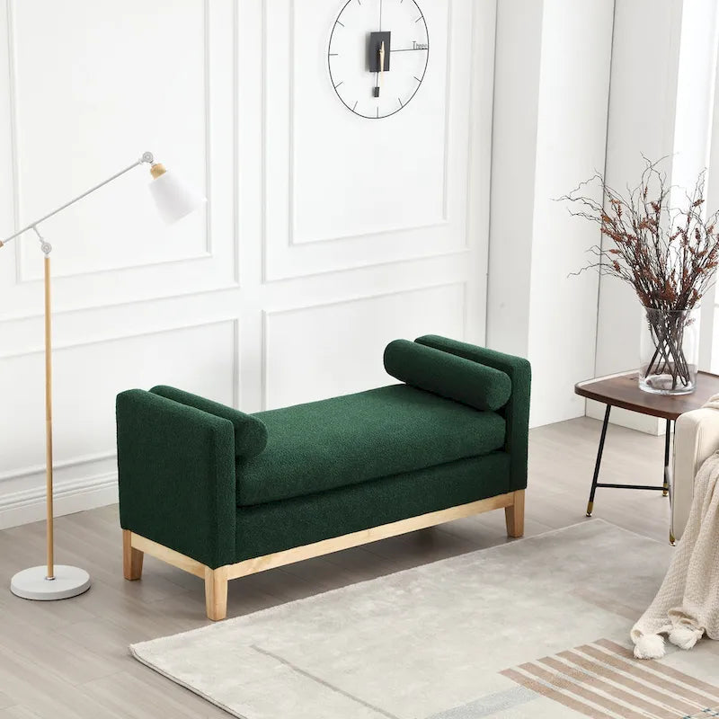 Panca Contenitore Imbottita con Gambe in Legno e Cuscini a Rullo, Multicolore, Posto Singolo