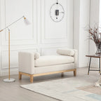 Panca Contenitore Imbottita con Gambe in Legno e Cuscini a Rullo, Multicolore, Posto Singolo