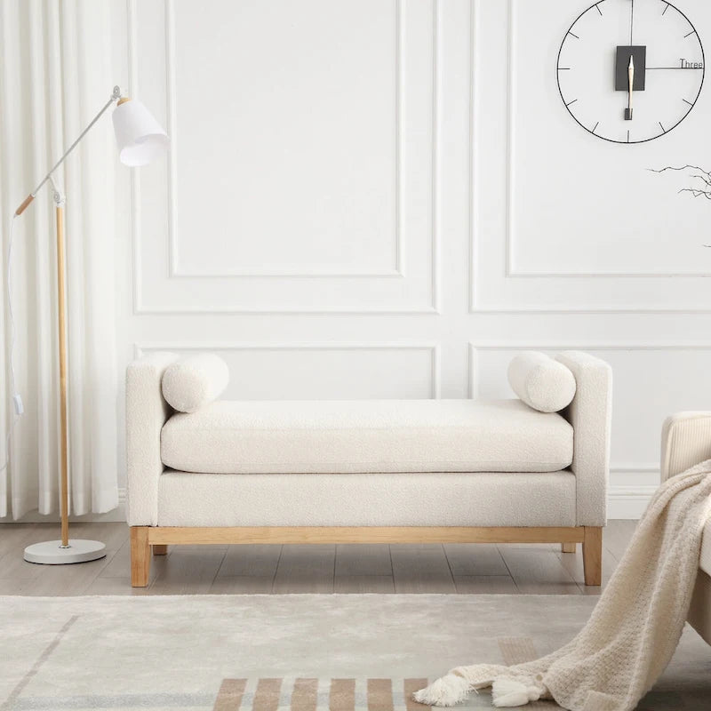 Panca Contenitore Imbottita con Gambe in Legno e Cuscini a Rullo, Multicolore, Posto Singolo