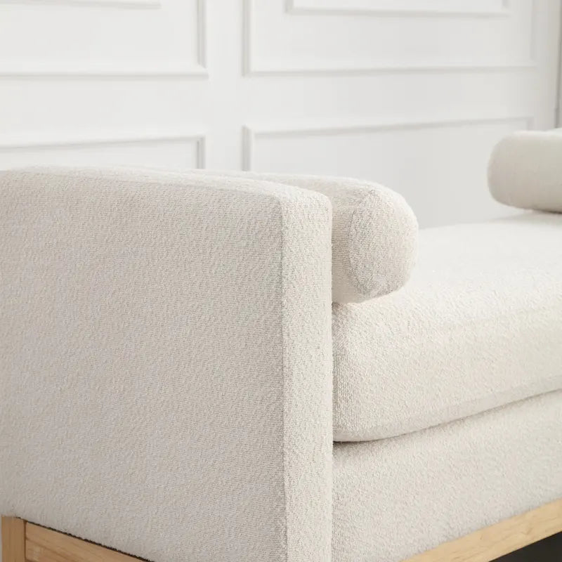 Panca Contenitore Imbottita con Gambe in Legno e Cuscini a Rullo, Multicolore, Posto Singolo