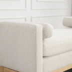 Panca Contenitore Imbottita con Gambe in Legno e Cuscini a Rullo, Multicolore, Posto Singolo