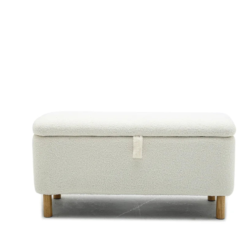 Panca contenitore/Pouf Bouclé Bianca/Verde/Arancione/Blu/Rosa, Posto singolo