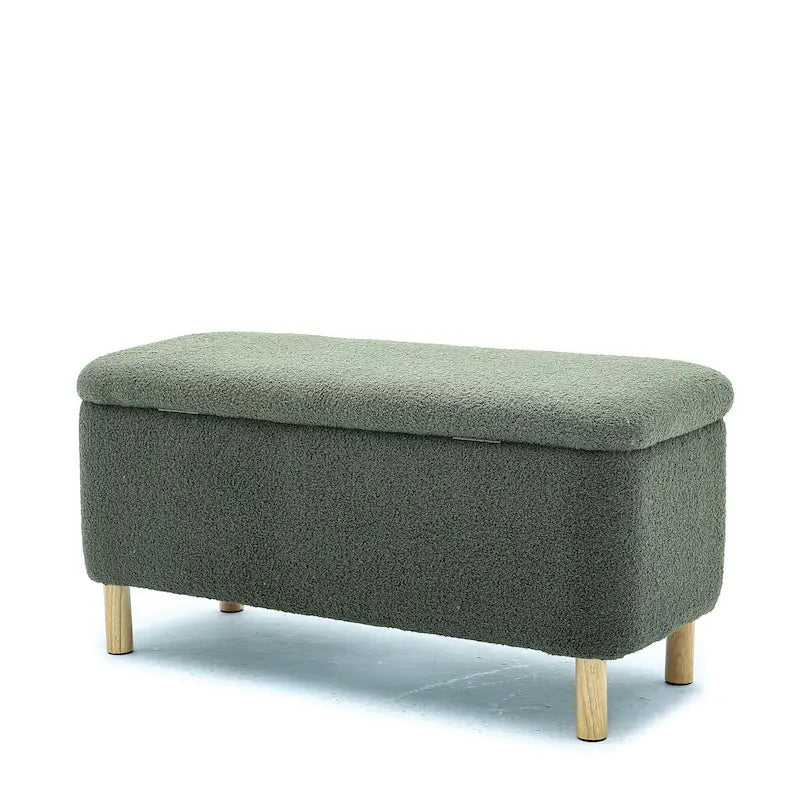 Panca contenitore/Pouf Bouclé Bianca/Verde/Arancione/Blu/Rosa, Posto singolo