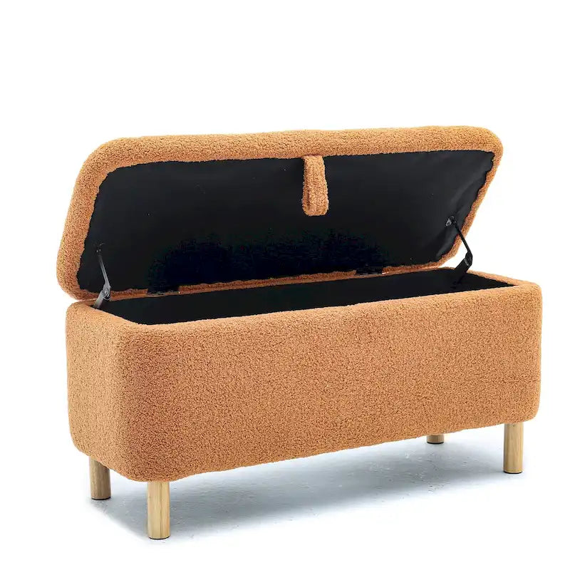 Panca contenitore/Pouf Bouclé Bianca/Verde/Arancione/Blu/Rosa, Posto singolo