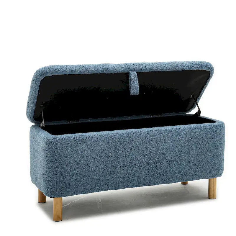 Panca contenitore/Pouf Bouclé Bianca/Verde/Arancione/Blu/Rosa, Posto singolo