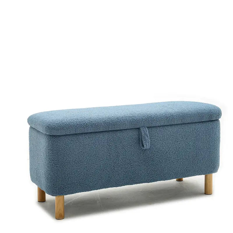Panca contenitore/Pouf Bouclé Bianca/Verde/Arancione/Blu/Rosa, Posto singolo