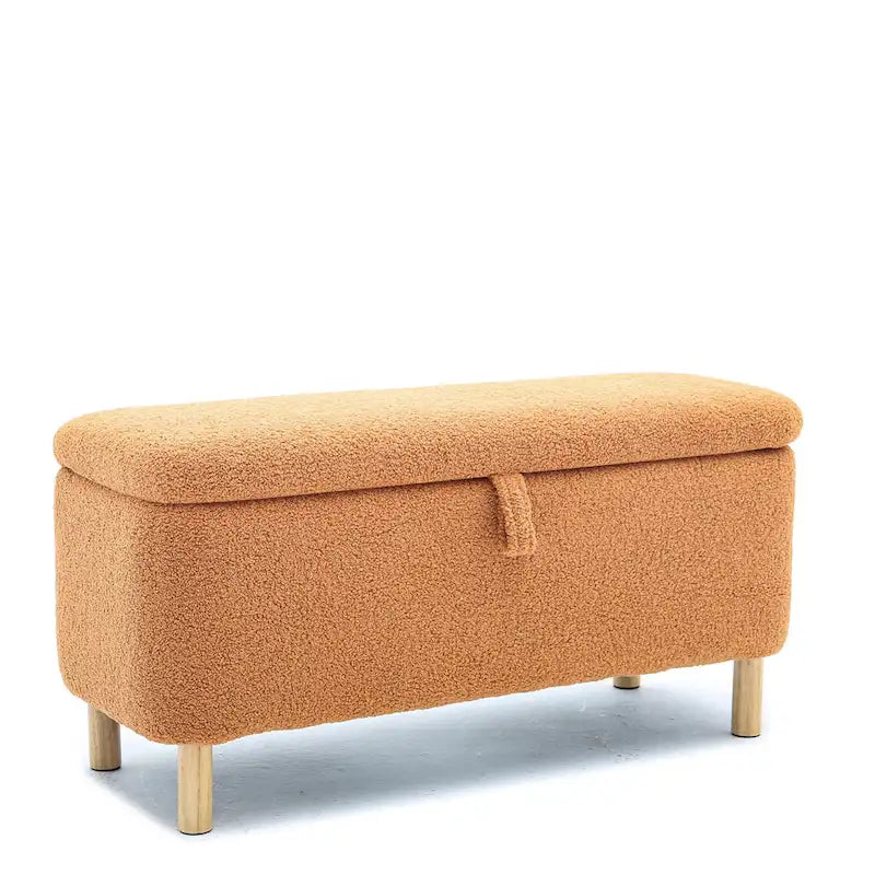 Panca contenitore/Pouf Bouclé Bianca/Verde/Arancione/Blu/Rosa, Posto singolo