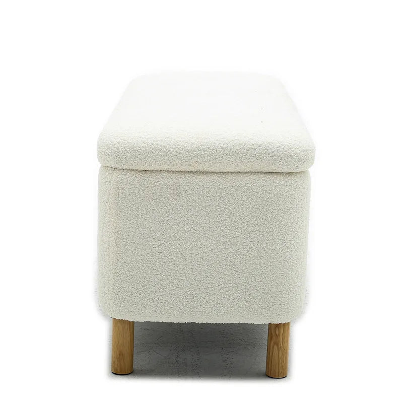Panca contenitore/Pouf Bouclé Bianca/Verde/Arancione/Blu/Rosa, Posto singolo