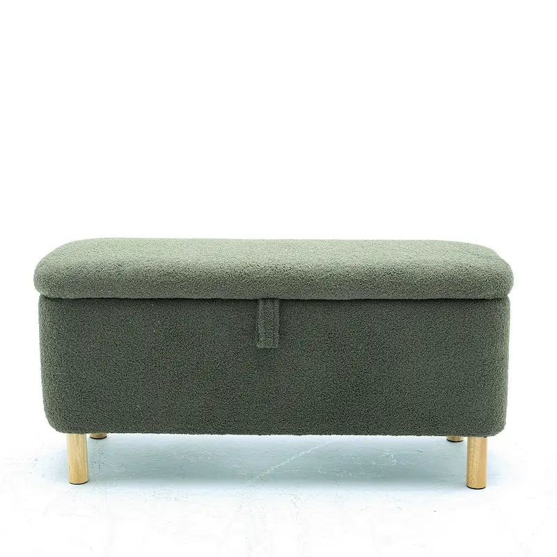 Panca contenitore/Pouf Bouclé Bianca/Verde/Arancione/Blu/Rosa, Posto singolo