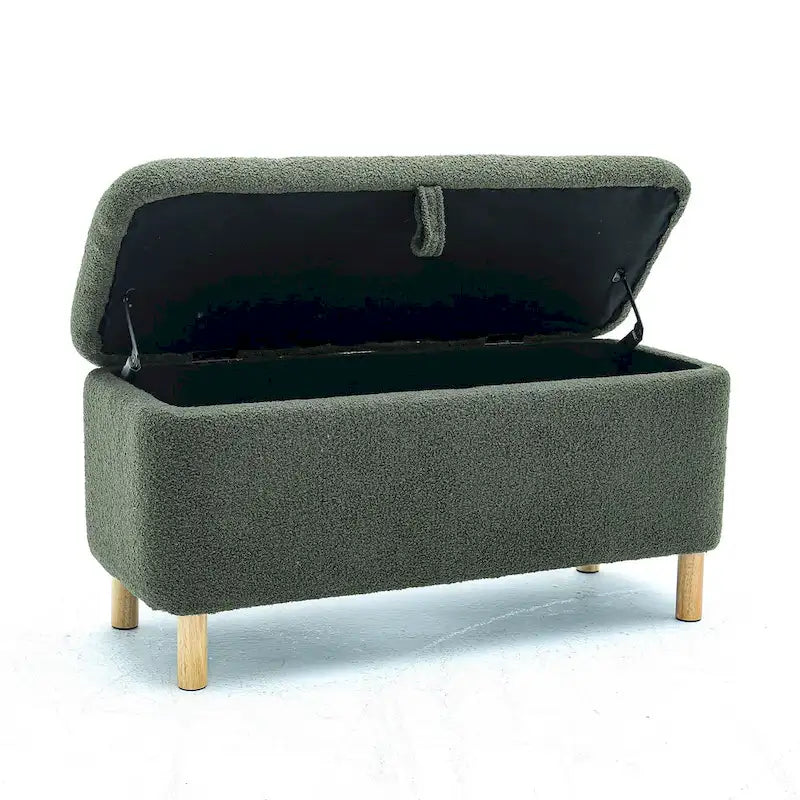 Panca contenitore/Pouf Bouclé Bianca/Verde/Arancione/Blu/Rosa, Posto singolo