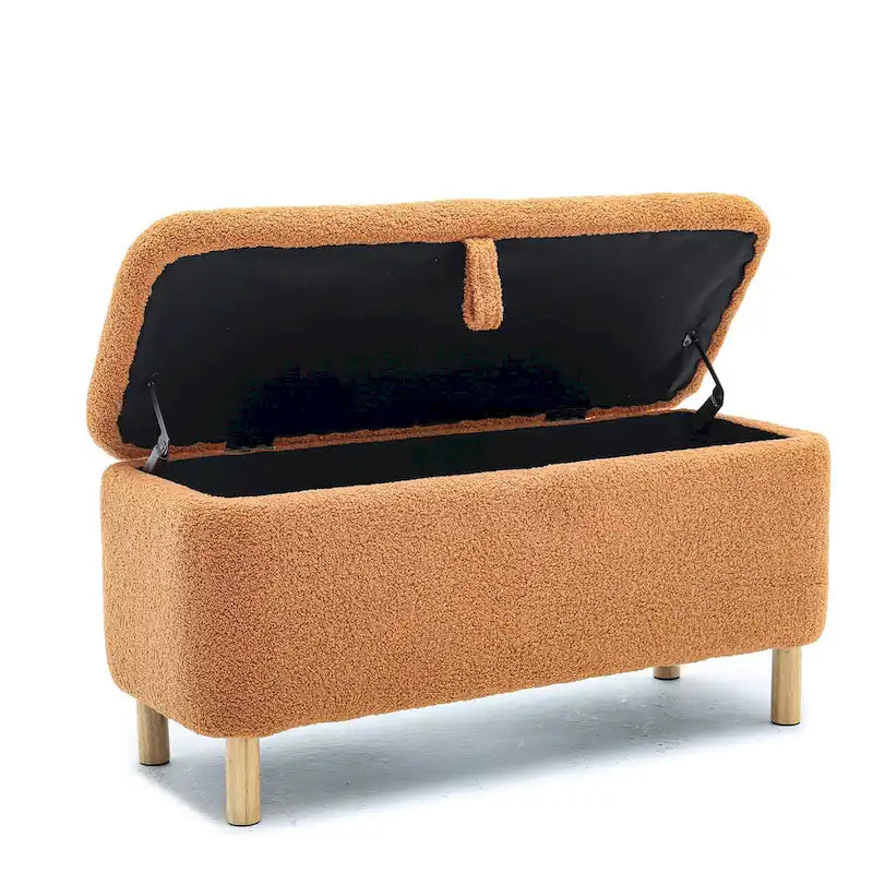 Panca contenitore/Pouf Bouclé Bianca/Verde/Arancione/Blu/Rosa, Posto singolo