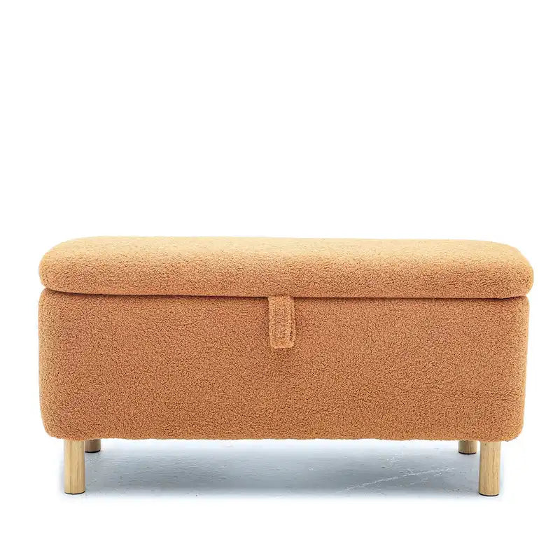 Panca contenitore/Pouf Bouclé Bianca/Verde/Arancione/Blu/Rosa, Posto singolo