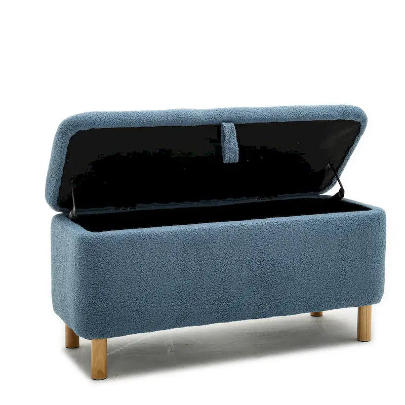 Panca contenitore/Pouf Bouclé Bianca/Verde/Arancione/Blu/Rosa, Posto singolo