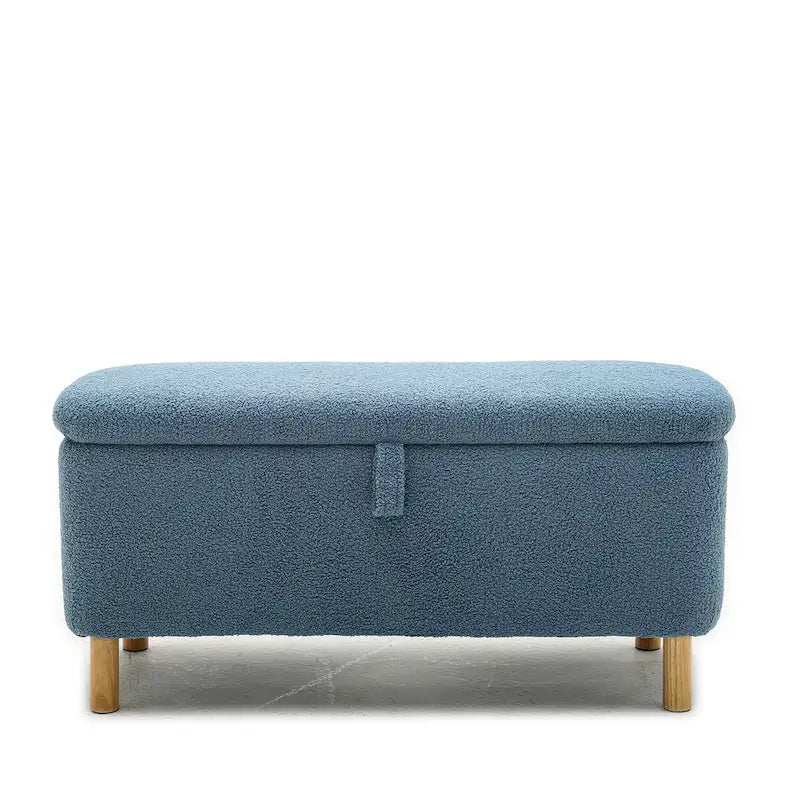 Panca contenitore/Pouf Bouclé Bianca/Verde/Arancione/Blu/Rosa, Posto singolo