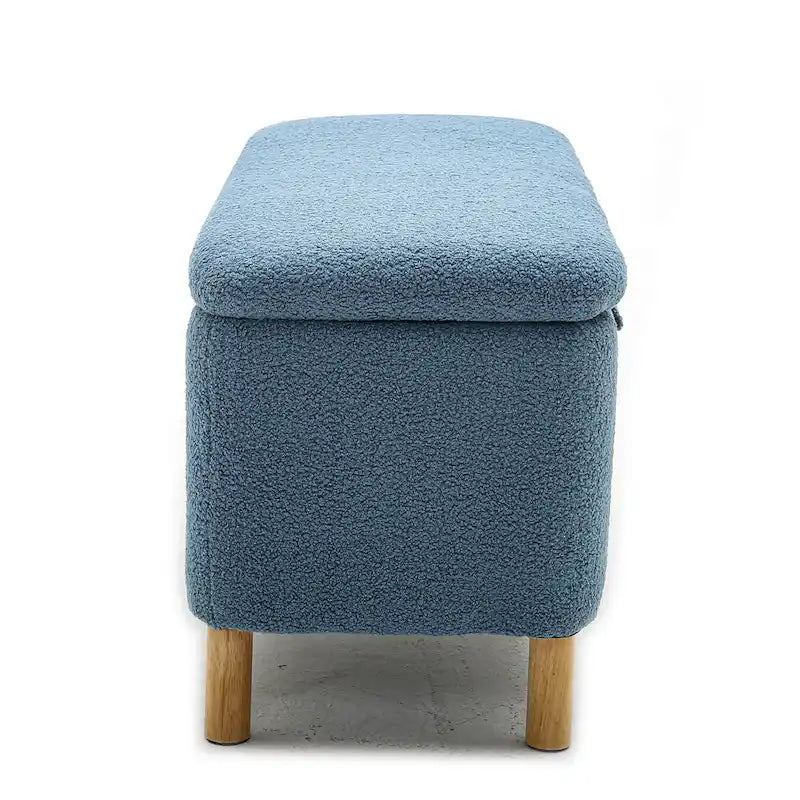 Panca contenitore/Pouf Bouclé Bianca/Verde/Arancione/Blu/Rosa, Posto singolo