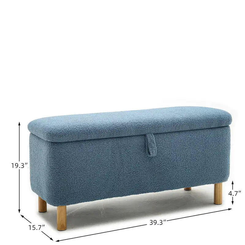 Panca contenitore/Pouf Bouclé Bianca/Verde/Arancione/Blu/Rosa, Posto singolo
