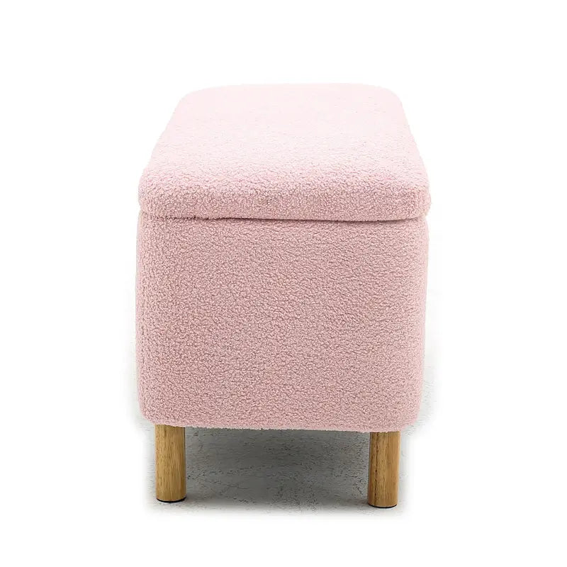 Panca contenitore/Pouf Bouclé Bianca/Verde/Arancione/Blu/Rosa, Posto singolo